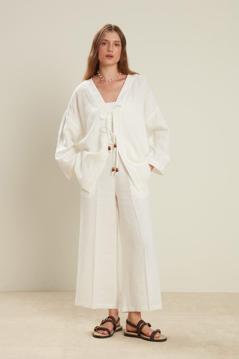 Manuka Linen Kimono Ecru - Image 3