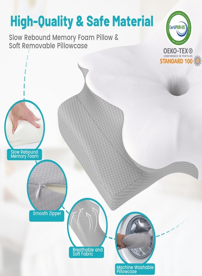 CloudBliss Cervical Pillow, Memory Foam Pillow, Adjustable Height, Neck Support Pillows for Sleeping, Cervical Pillow for Back Sleeper, Ergonomic Contour Pillow with Soft & Removable Pillowcase - Image 4