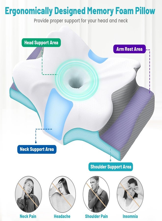 CloudBliss Cervical Pillow, Memory Foam Pillow, Adjustable Height, Neck Support Pillows for Sleeping, Cervical Pillow for Back Sleeper, Ergonomic Contour Pillow with Soft & Removable Pillowcase - Image 3