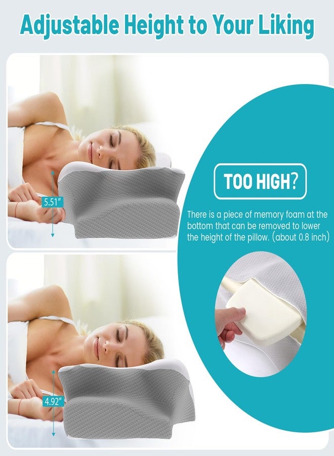 CloudBliss Cervical Pillow, Memory Foam Pillow, Adjustable Height, Neck Support Pillows for Sleeping, Cervical Pillow for Back Sleeper, Ergonomic Contour Pillow with Soft & Removable Pillowcase - Image 5