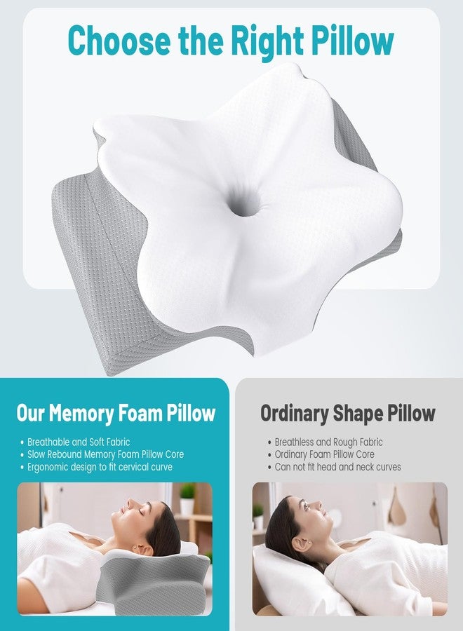 CloudBliss Cervical Pillow, Memory Foam Pillow, Adjustable Height, Neck Support Pillows for Sleeping, Cervical Pillow for Back Sleeper, Ergonomic Contour Pillow with Soft & Removable Pillowcase - Image 2