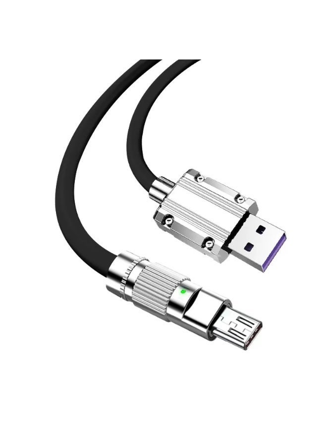 في أر أس كابل شحن سريع Micro USB بقدرة 120 واط، نقل بيانات 480 ميجابت في الثانية، طول 1 متر، سلك سيليكون سائل، متوافق مع أجهزة Android - Image 4