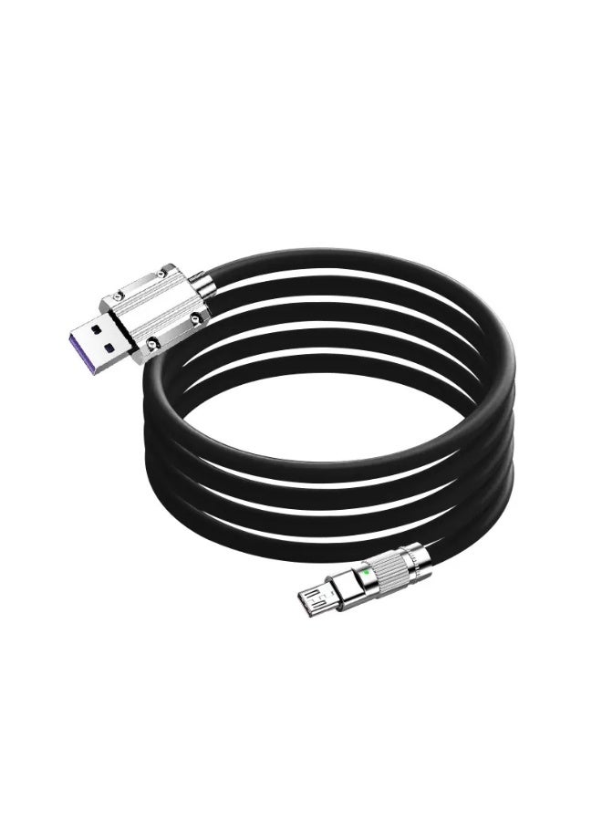 في أر أس كابل شحن سريع Micro USB بقدرة 120 واط، نقل بيانات 480 ميجابت في الثانية، طول 1 متر، سلك سيليكون سائل، متوافق مع أجهزة Android - Image 3
