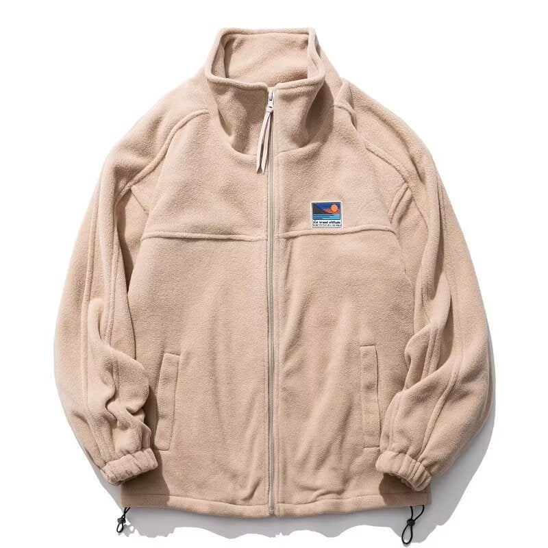 Winter Japanese Lamb Wool Coat Sweatshirt Mens Couples Collar Fleece Students Outer Wear All-match Casual Jacket Khaki - Image 1