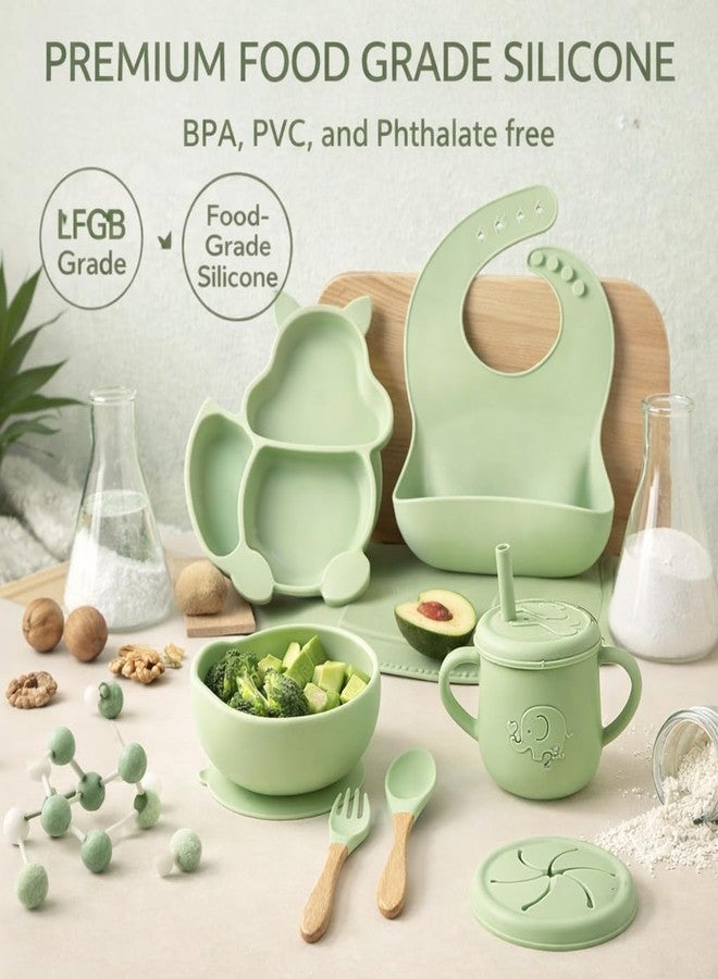 SGMVK Baby Feeding Set – BPA Free Baby Food Feeding Kit, Safe Durable Easy to Clean for Infants & Toddlers, Babies Self Eating Training Complete Tableware Kit (CAT Baby Set Green) - Image 4