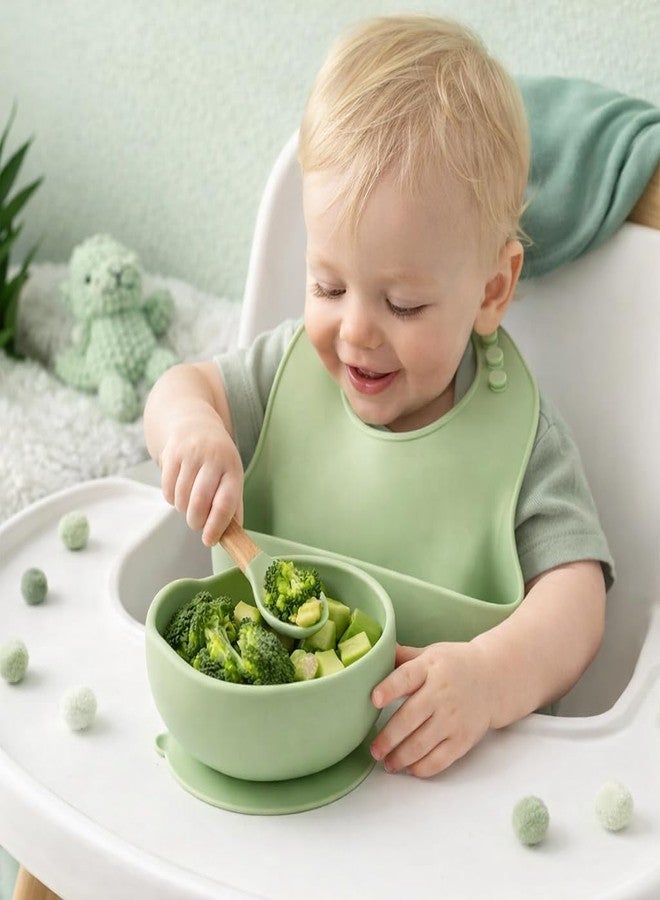 SGMVK Baby Feeding Set – BPA Free Baby Food Feeding Kit, Safe Durable Easy to Clean for Infants & Toddlers, Babies Self Eating Training Complete Tableware Kit (CAT Baby Set Green) - Image 2