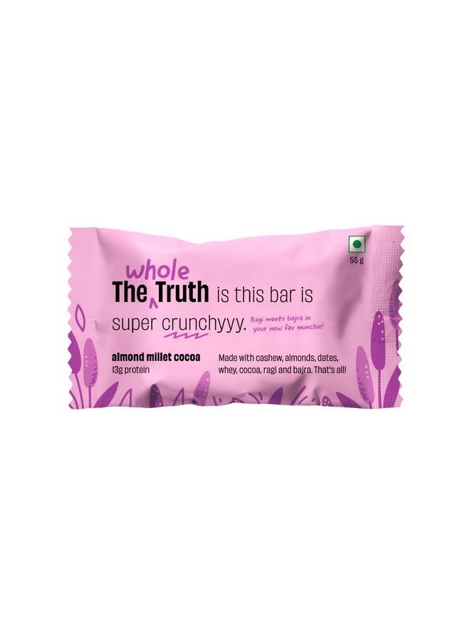 The Whole Truth | 13G Protein Bar | Almond Millet Cocoa | Pack Of 6 X 55G | No Refined Sugar | No Added Flavours | No Preservatives - Image 1
