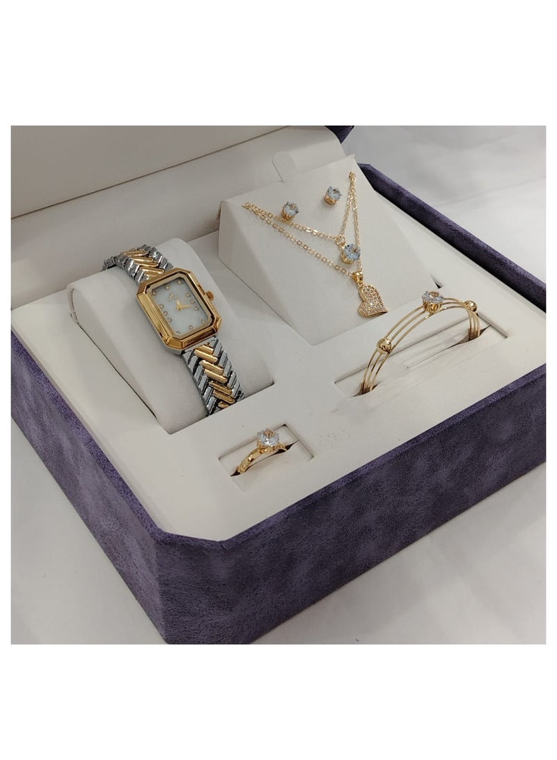 Generic Soft and elegant women's sets, zircon, steel watch 