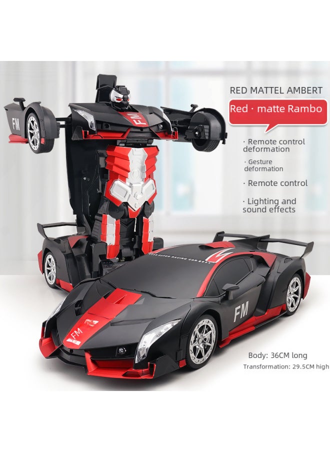 Generic Gesture Gravity Sensing Remote Control One-click Transformation Car Voice Control Transformation Dinosaur Robot Rechargeable Toy-Color:Rambo Scrub Blue-Proportion:1:12  - Image 3