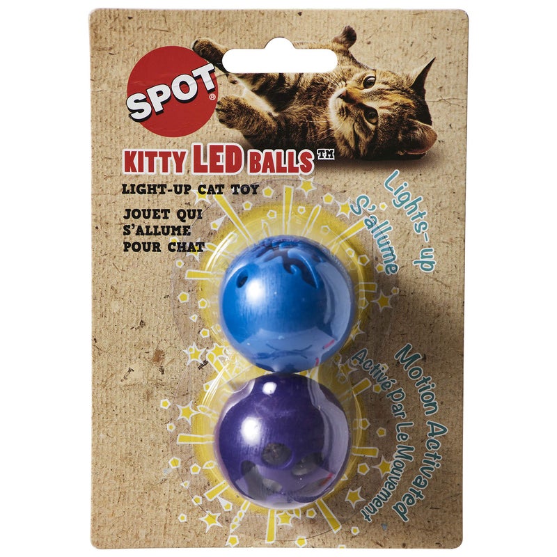 SPOT Kitty LEDLight up Cat Toy Balls 2 Pack Multi - Image 2