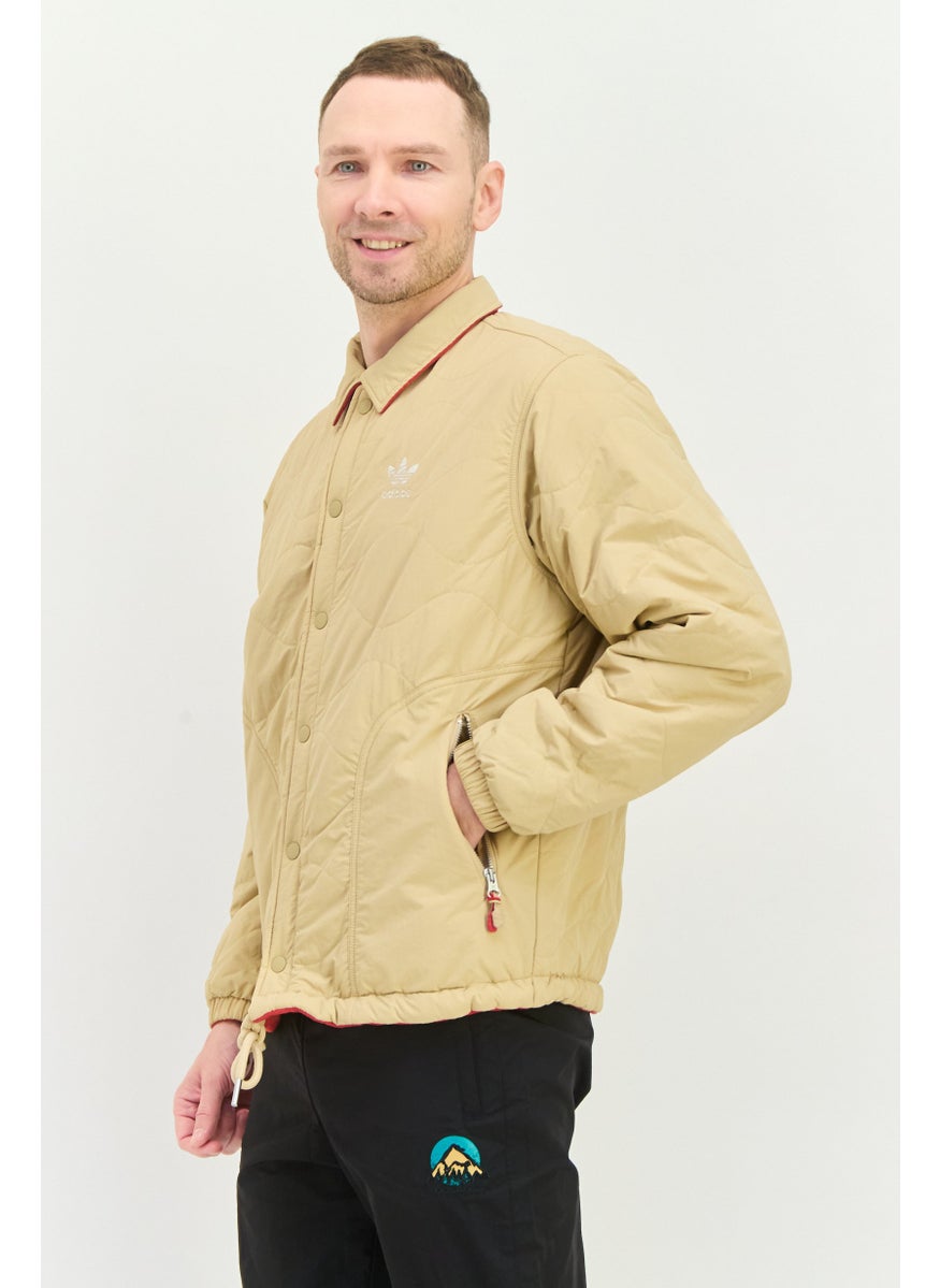 adidas Originals Men Sportswear Fit Long Sleeve Outdoor Jacket, Khaki  - Image 2