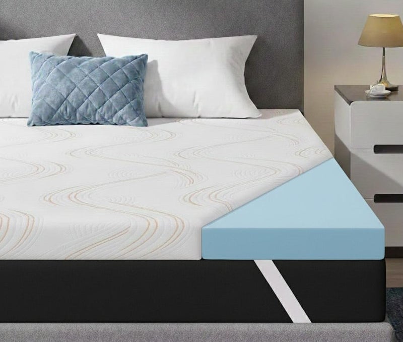 Rexal Home Gel-Infused Memory Foam Mattress Topper 190 × 90 cm – Single | 5 cm Thick Medium-Soft Cooling Mattress Topper | Breathable & Washable Knit Fabric Cover | Elastic Corner Bands - Image 2