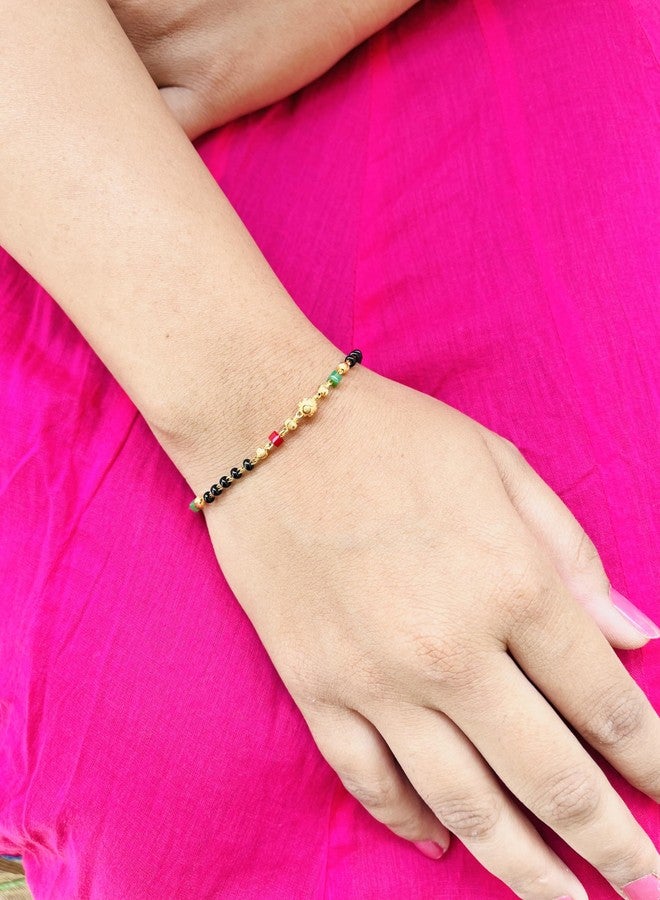 JHB Gold plated Beads Hand Mangalsutra Bracelet for Women - Image 4