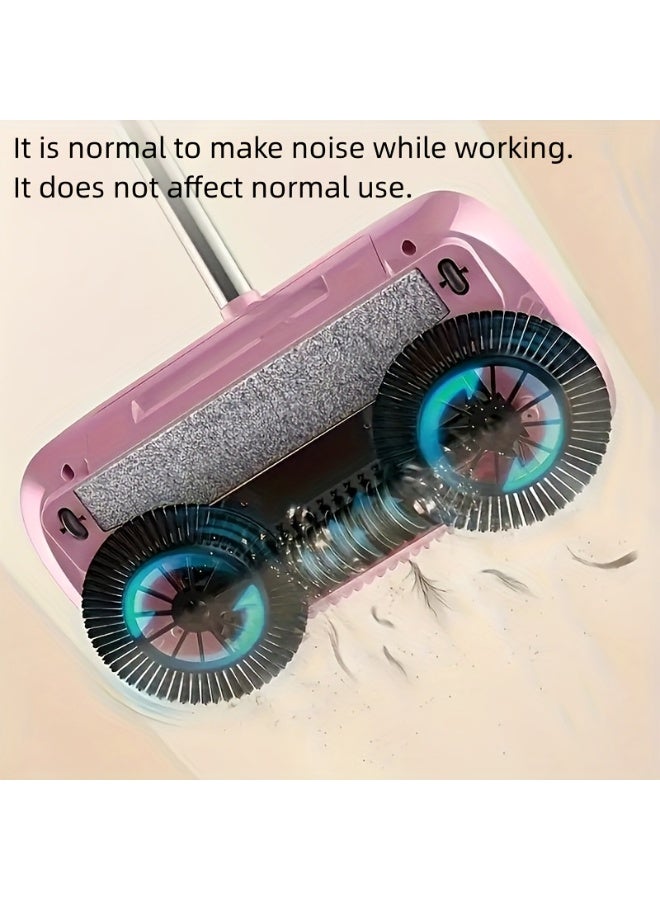 2 in 1 Non Electric Broom and Dustpan Set, Vacuum Broom Powerful Manual Vacuum Cleaner Hand Push Sweeper Mop Cleaning Machine with Cloth (Blue with Two Cloth) - Image 4