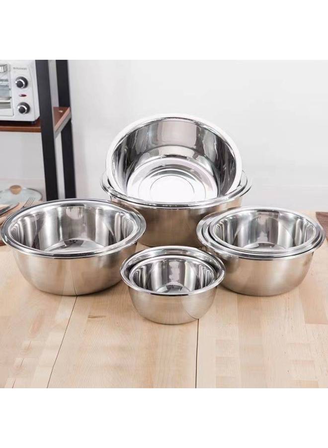 Stainless Steel Basin Thickened Multi-purpose Basin Canteen Soup Bowl Household Vegetable Basin Noodle Bowl Rice Bowl Soup Basin Baking Egg Basin-Specifications:304 Extra Thick And Deep Style + Free Roll Of Flat Garbage Bag-Color:16cm  + Free Roll Of Flat Garbage Bags - Image 1
