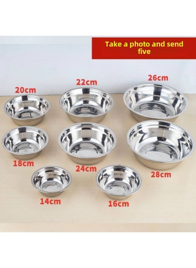 Stainless Steel Basin Thickened Multi-purpose Basin Canteen Soup Bowl Household Vegetable Basin Noodle Bowl Rice Bowl Soup Basin Baking Egg Basin-Specifications:304 Extra Thick And Deep Style + Free Roll Of Flat Garbage Bag-Color:16cm  + Free Roll Of Flat Garbage Bags - Image 3