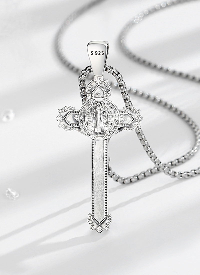 AEONSLOVE St Benedict Crucifix Necklace Men Women Sterling Silver Cruz de San Benito Plata 925 Saint Benedict Crucifix Pendant Jesus Cross Necklaces Crucifijo de Plata Catholic Amulet Jewelry Gifts - Image 5