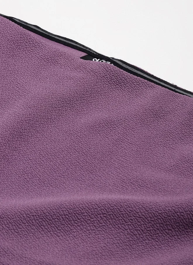 SASSAFRAS Lavender Off-Shoulder Bardot Layer Crop Top for Women