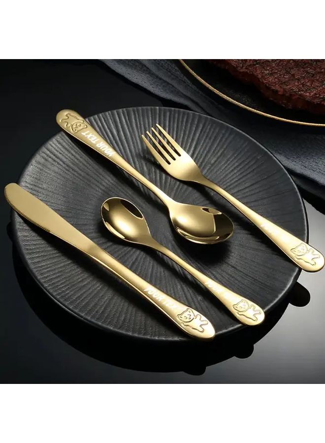 4pcs Silvery Stainless Steel Cutlery Set With Cute Bear Design Personalized Gift453624036456 - Image 4