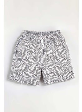 Gold Class Kidswear Striped Water Repellent White Men's Swim Shorts  - Image 1