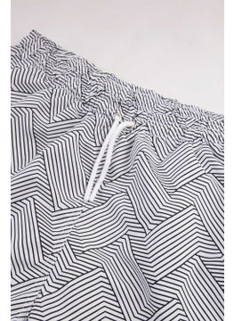 Gold Class Kidswear Striped Water Repellent White Men's Swim Shorts  - Image 3