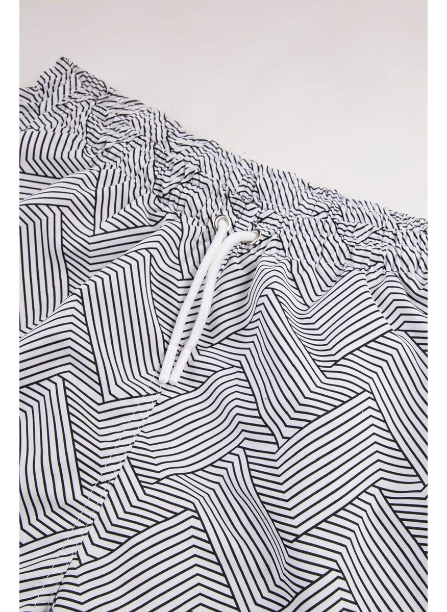 Gold Class Kidswear Striped Water Repellent White Men's Swim Shorts  - Image 3