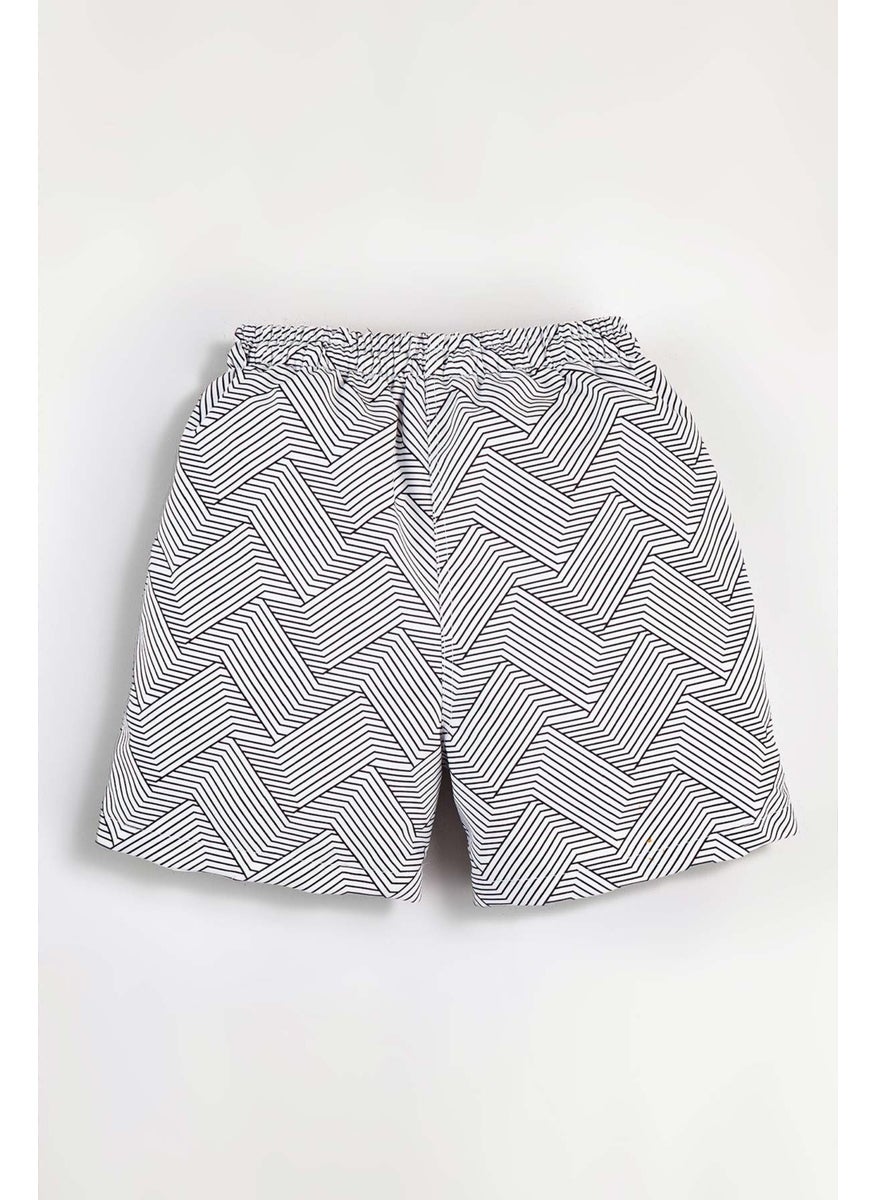 Gold Class Kidswear Striped Water Repellent White Men's Swim Shorts  - Image 2