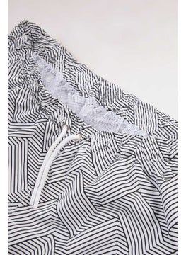 Gold Class Kidswear Striped Water Repellent White Men's Swim Shorts  - Image 4