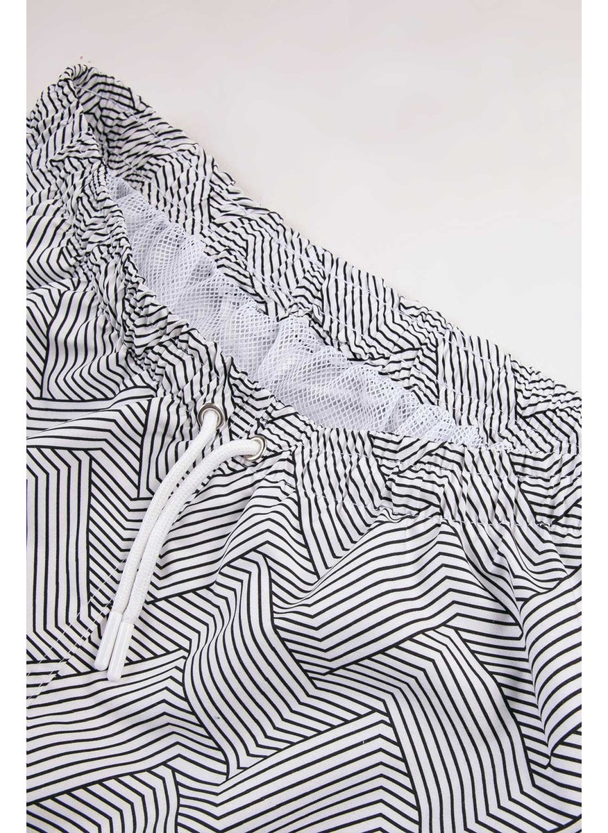 Gold Class Kidswear Striped Water Repellent White Men's Swim Shorts  - Image 4
