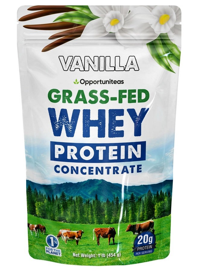 Opportuniteas Grass Fed Whey Protein Powder Concentrate - Vanilla - Pure Protein Supplement For Drink, Smoothie, Shake, Cooking & Baking - Non Gmo, Hormone Free & Gluten Free - 1 Pound - Image 1