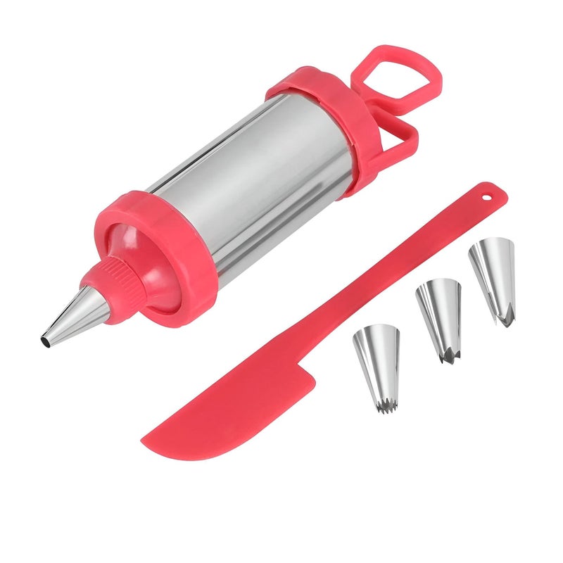 Decorating Tools - Premium stainless steel cake decorating kit with 4 nozzles, perfect for cakes, cupcakes, cookies, and pastries for home and professional use. - Image 1