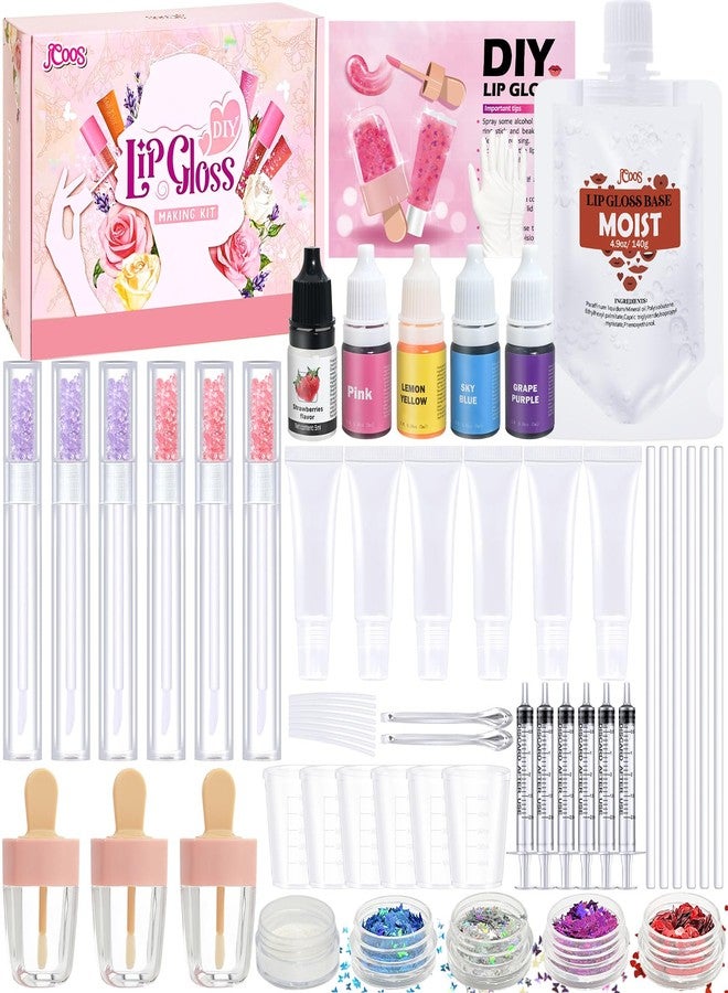 Jcoos - IDEAL LIP SHINE SUPPLIES: 58 pcs lip gloss set includes 1 lip gloss base (140g), 4 lip gloss color pigments, 1 essential oil, 1 pur - Image 1