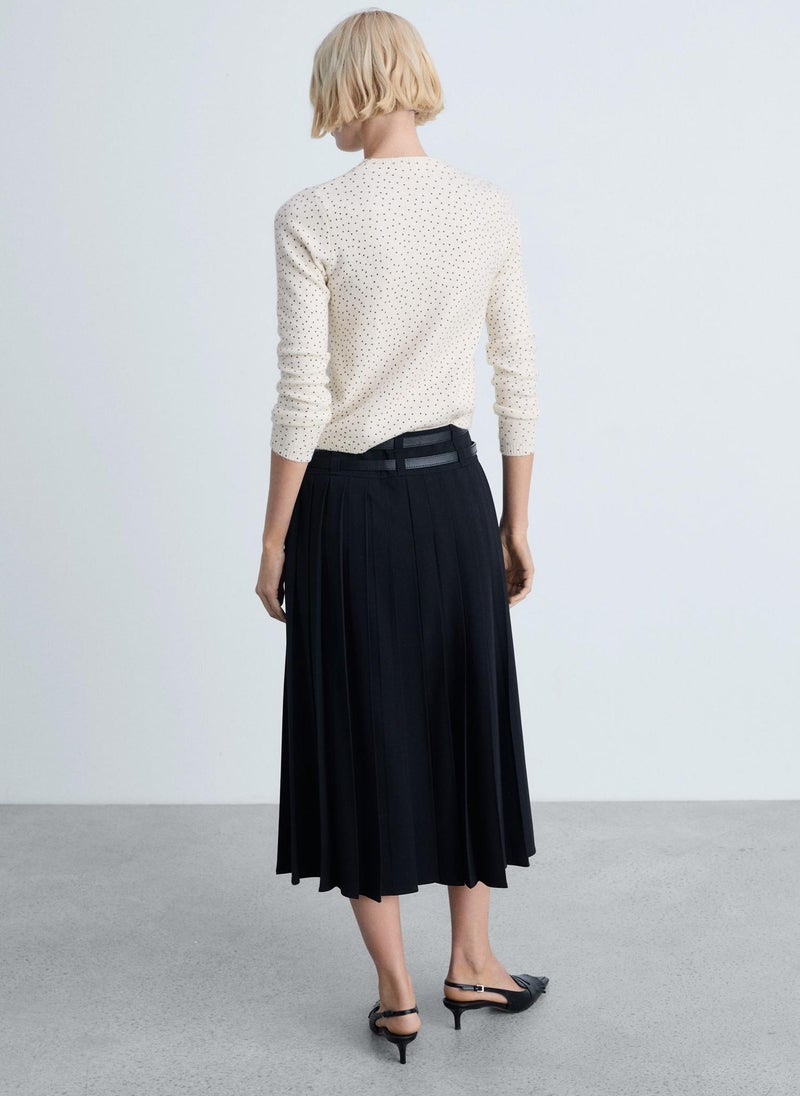 MANGO - Polka-Dot Knitted Long-Sleeved Sweater - Image 1