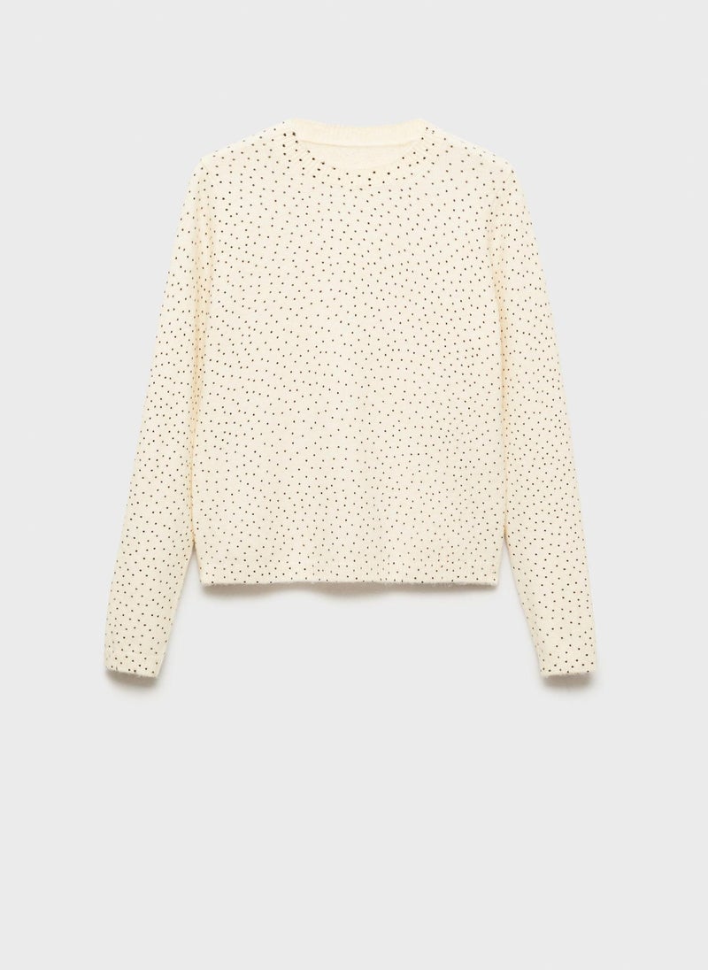 MANGO - Polka-Dot Knitted Long-Sleeved Sweater - Image 1