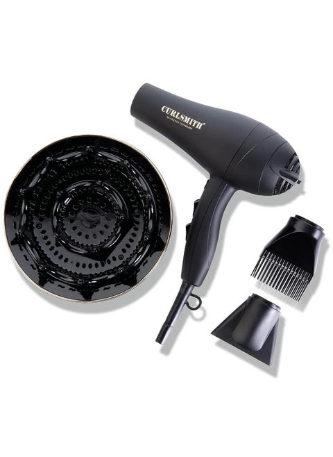 CURLSMITH Defrizzion Hair Dryer for Curly Hair with Extra Large 8 Diffuser for Fast Drying 2 Speeds 3 Heat Settings Sustained Cool Setting with Minimal Heat Impact
