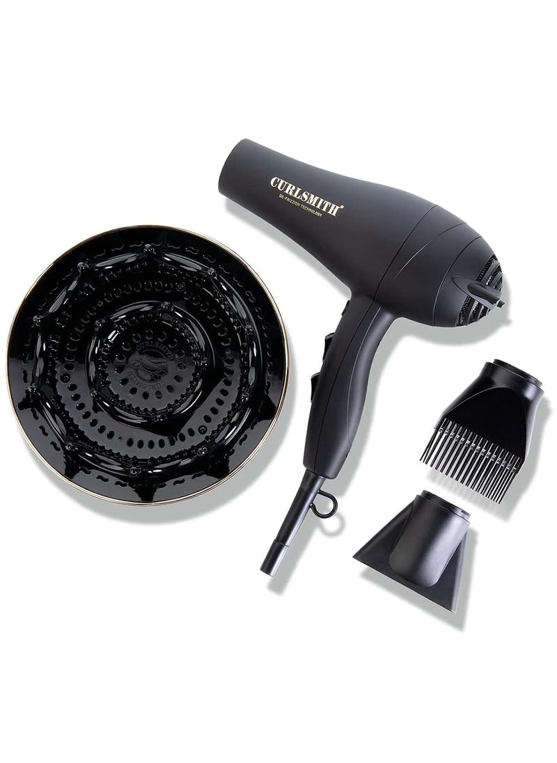 CURLSMITH - CURLSMITH Defrizzion Hair Dryer for Curly Hair with Extra Large 8 Diffuser for Fast Drying 2 Speeds 3 Heat Settings Sustained Cool Setting with Minimal Heat Impact - Image 1