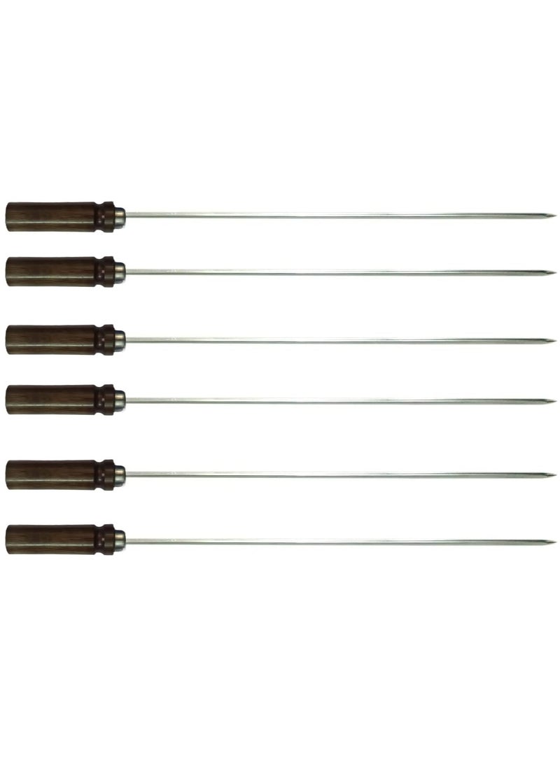 6-Pieces Stainless Steel Barbeque Skewer with Wood Handle