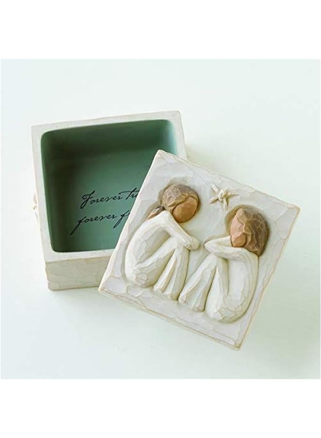 Willow Tree Friendship Keepsake Box, Forever True, Forever Friends, Holds Jewelry and Treasures, Carving of Best Friends or Sisters, Sculpted Hand-Painted Keepsake Box - Image 3