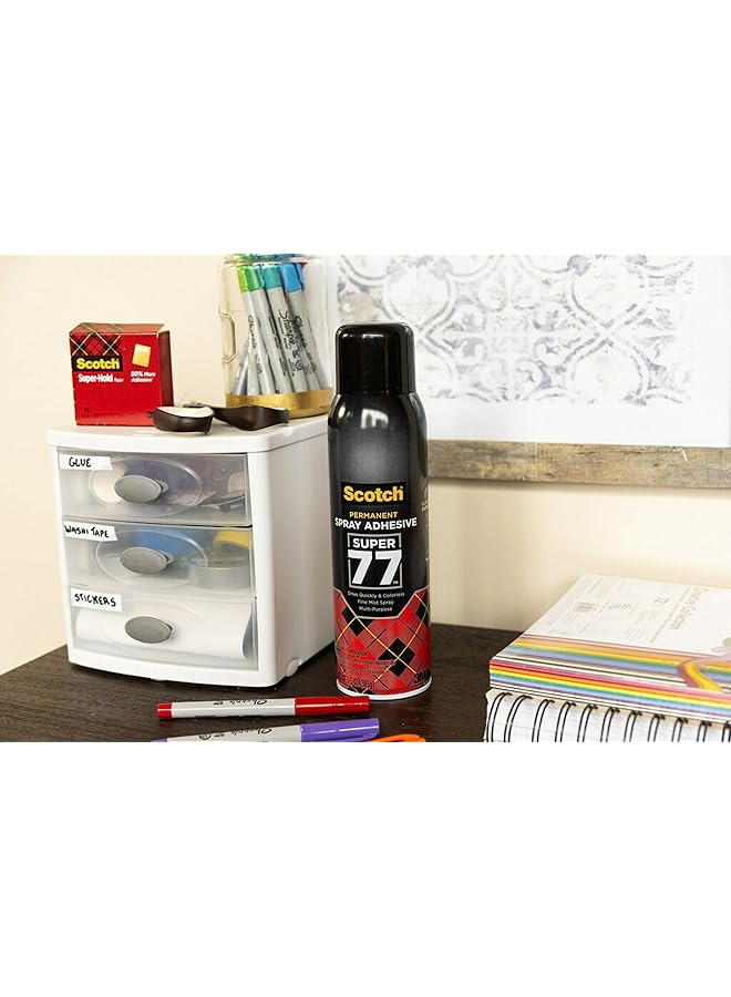 Scotch  Multi Purpose Spray Adhesive 13.57 Oz 385Gr Transparent Color Multipurpose Adhesive Spray Bonds To Fabric Cardboard Plastic Metal Wood And More Glue Super Glue 1 Bottle Pack - Image 4