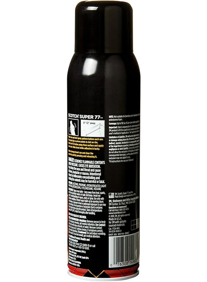 Scotch  Multi Purpose Spray Adhesive 13.57 Oz 385Gr Transparent Color Multipurpose Adhesive Spray Bonds To Fabric Cardboard Plastic Metal Wood And More Glue Super Glue 1 Bottle Pack - Image 2