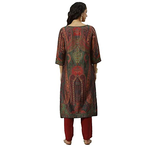 Biba Women's Charcoal Art Silk with Cape Printed Knee-Length Dress - Image 2