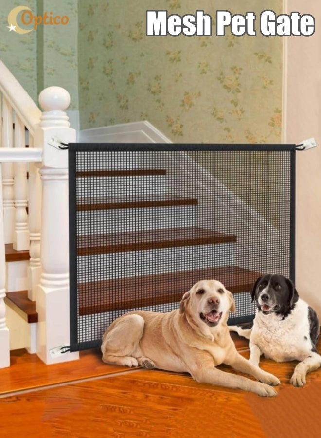 Optico Dog Gate, Mesh Pet Gate Portable Safe Guard Indoor and Outdoor Safety Gate No Drill Easy Install for Doorways, Stairs, Hallways Install Anywhere - Image 1