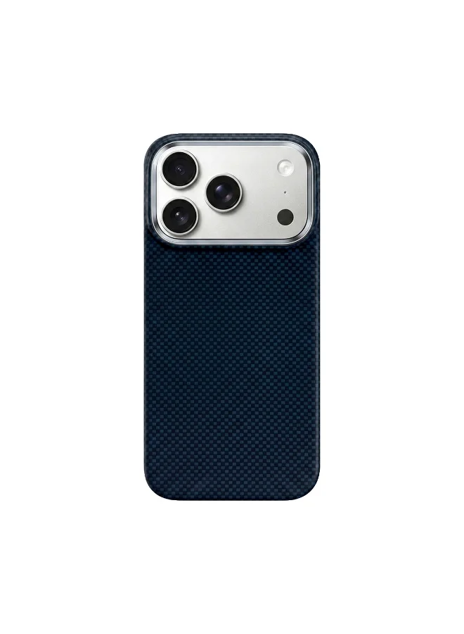 موبكوس جراب Mobcos لهاتف iPhone 17 Pro Max Chex بلون أزرق سادة مصنوع من ألياف الأراميد، بنسيج 1500D Fusion Weave، غطاء مغناطيسي فائق النحافة وخفيف الوزن، متوافق مع MagSafe