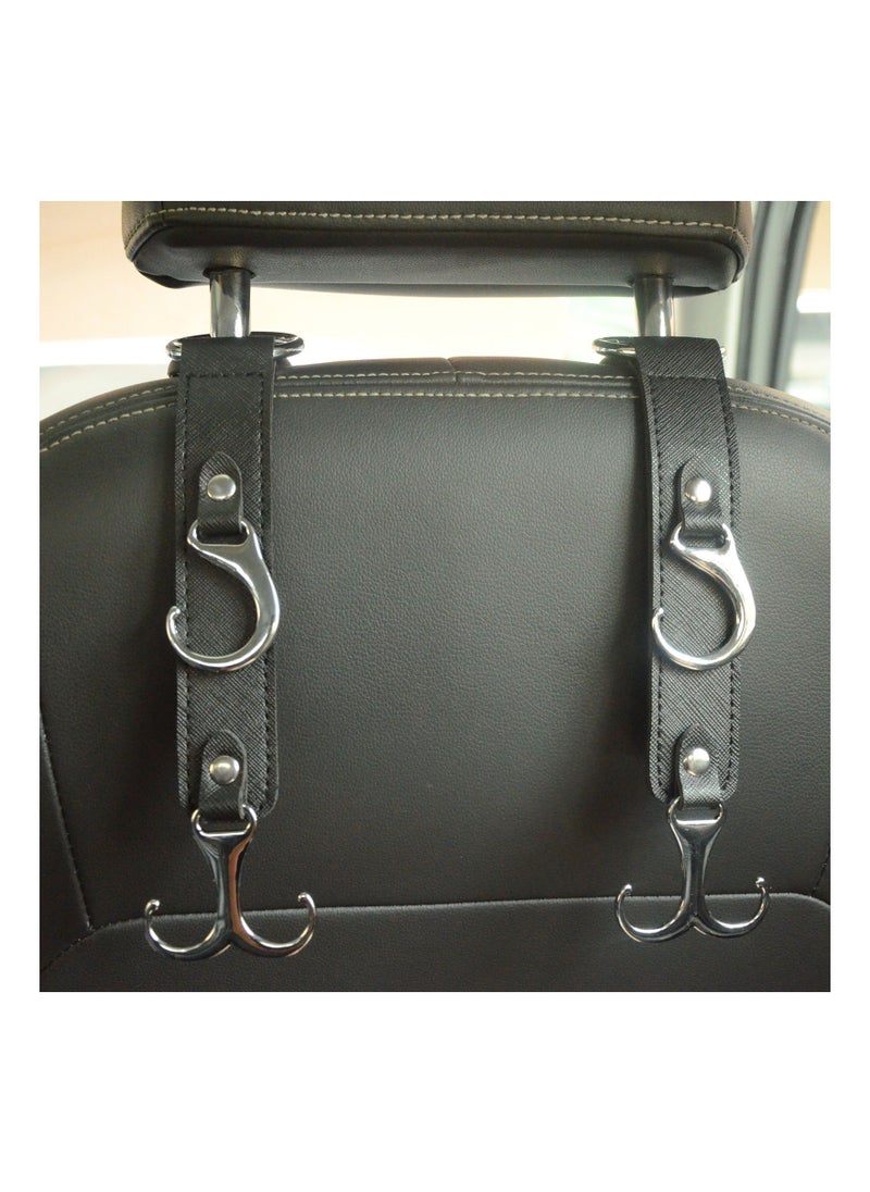 Y&D Headrest Hooks for Car, Superior Leather Car Purse Holder Grocery Bag Coats Umbrellas Handbag Accessories, 2 Pcs  - Image 1