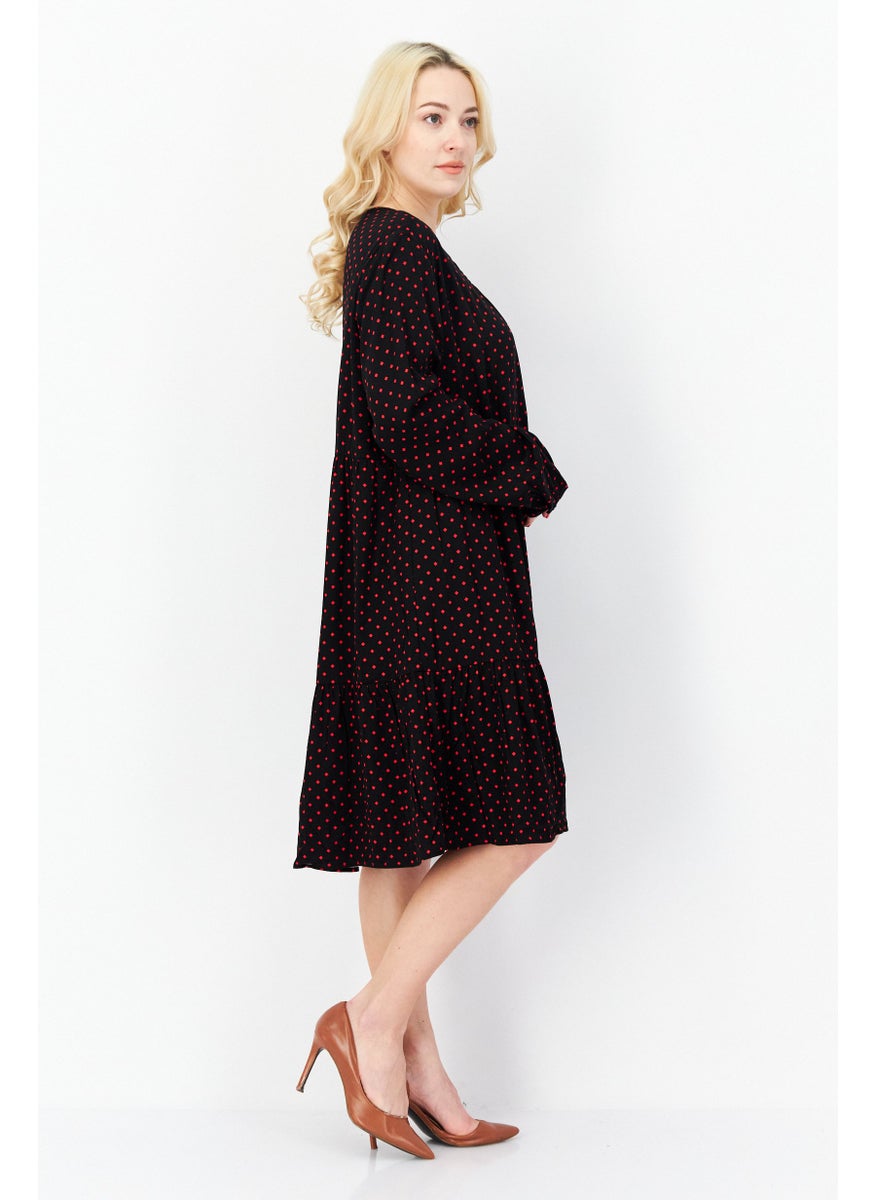 Zero Women Diamond Print Midi Dress, Black  - Image 1