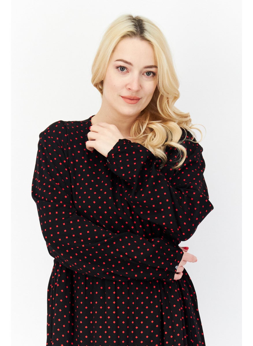 Zero Women Diamond Print Midi Dress, Black  - Image 3