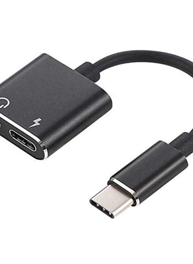 SPON Spon USB C/Type C to 3.5mm Aux Audio Headphone Charger and Music Jack Adapter-Black  - Image 2
