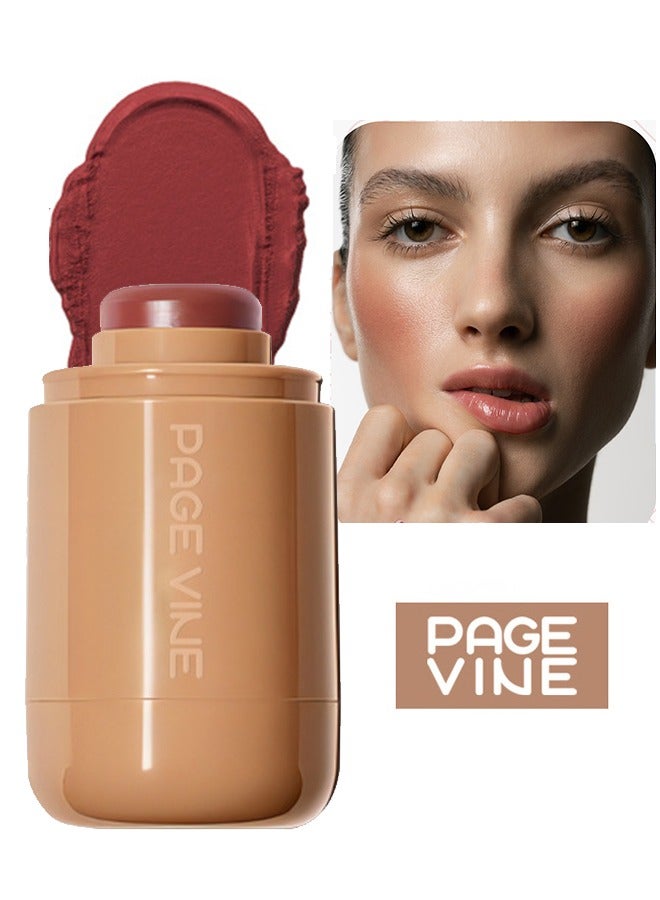 PAGE VINE Pocket Blush -  Long Lasting Smooth Lipstick Blush Stick, Matte Highly Chroma Blusher Paste, Waterproof Blusher Cream #06 - Image 1