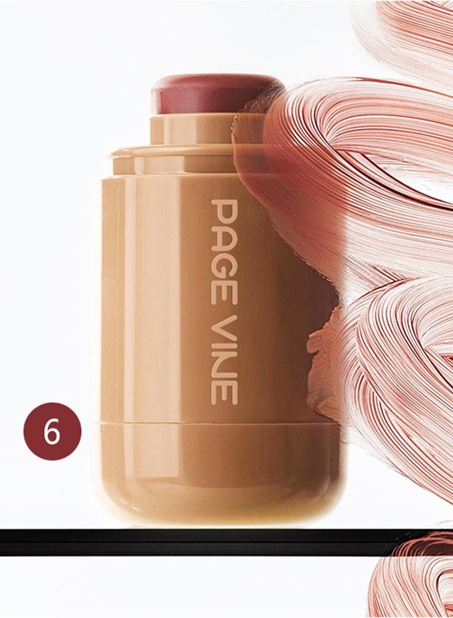 PAGE VINE Pocket Blush -  Long Lasting Smooth Lipstick Blush Stick, Matte Highly Chroma Blusher Paste, Waterproof Blusher Cream #06 - Image 2
