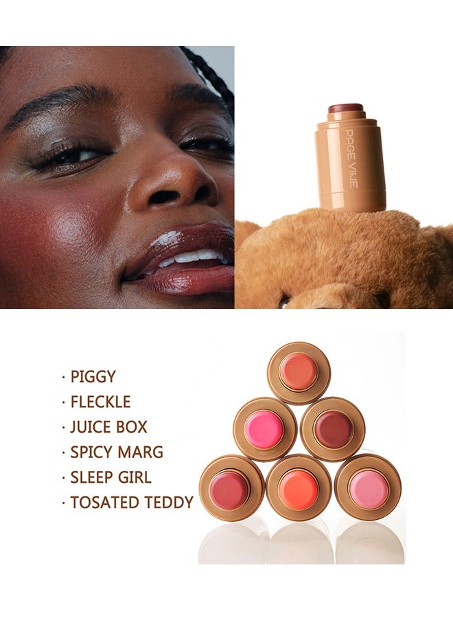 PAGE VINE Pocket Blush -  Long Lasting Smooth Lipstick Blush Stick, Matte Highly Chroma Blusher Paste, Waterproof Blusher Cream #06 - Image 4